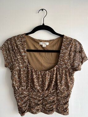 Brown Floral Crop Top